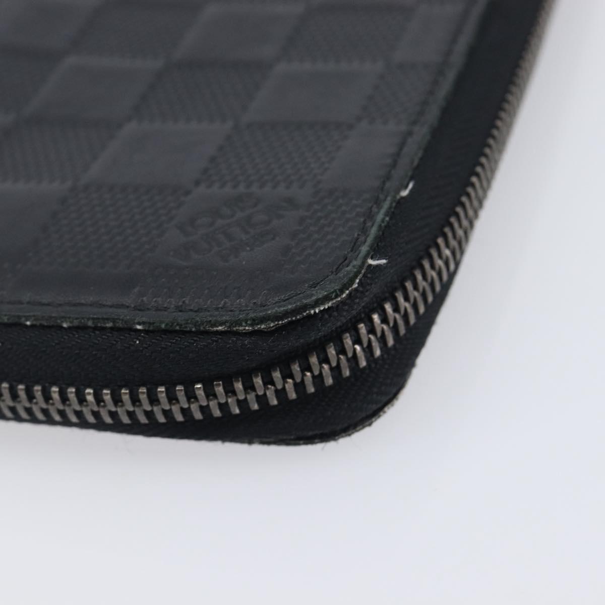 LOUIS VUITTON Damier Infini Zippy Wallet Vertical Black N63549 LV Auth 209234