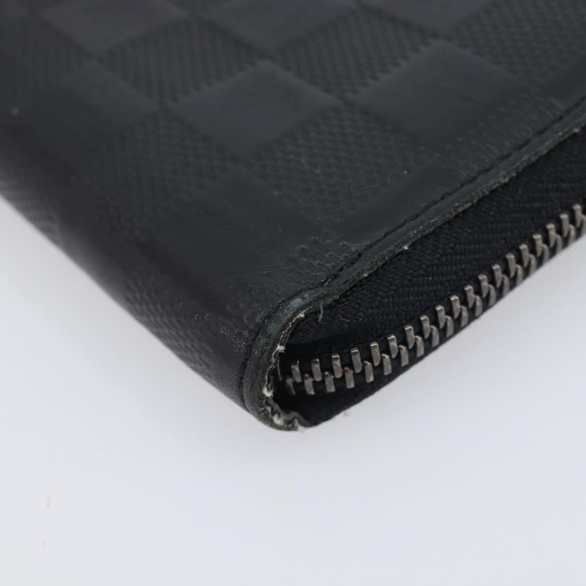 LOUIS VUITTON Damier Infini Zippy Wallet Vertical Black N63549 LV Auth 209234