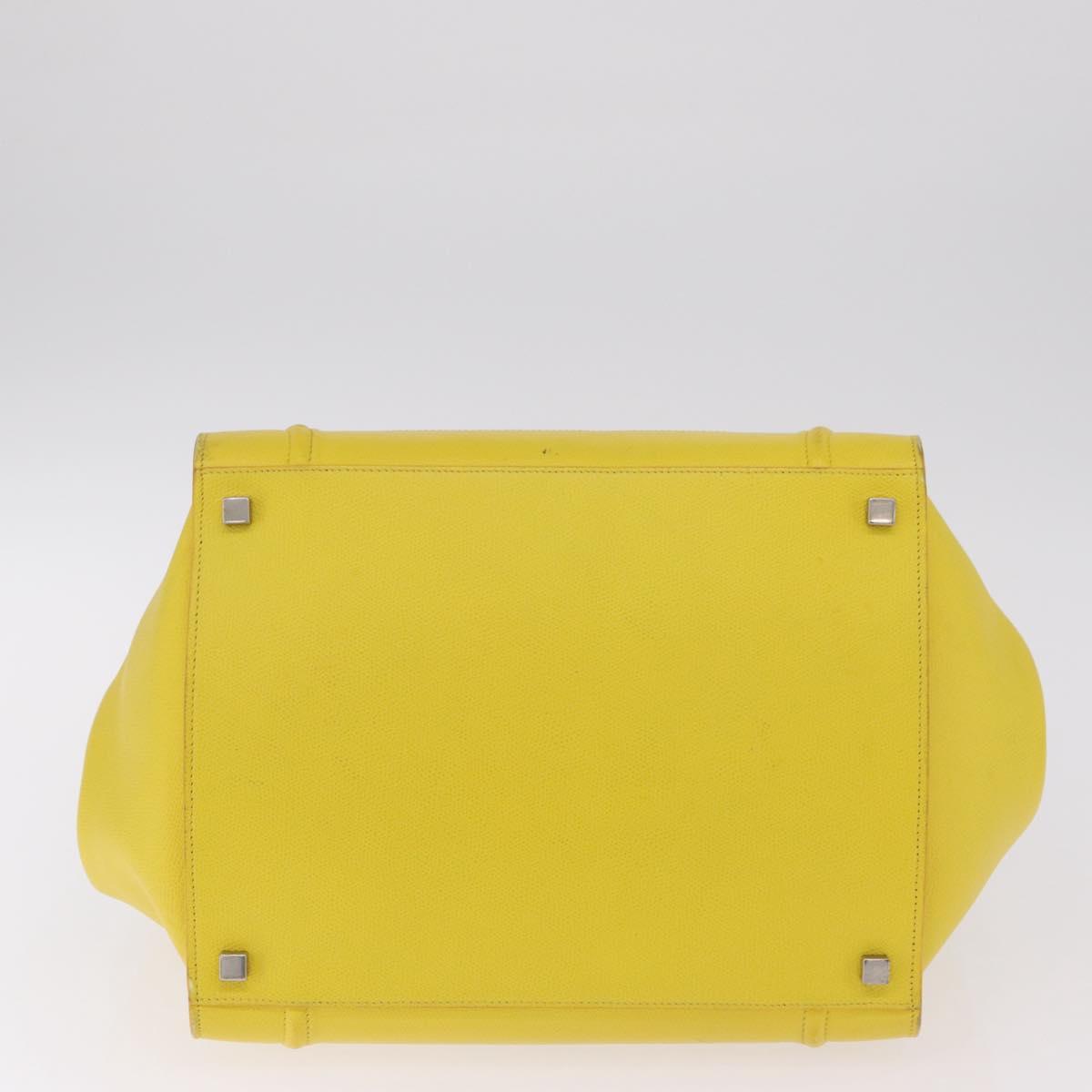 CELINE Luggage Phantom Hand Bag Leather Yellow Silver Auth 209237A