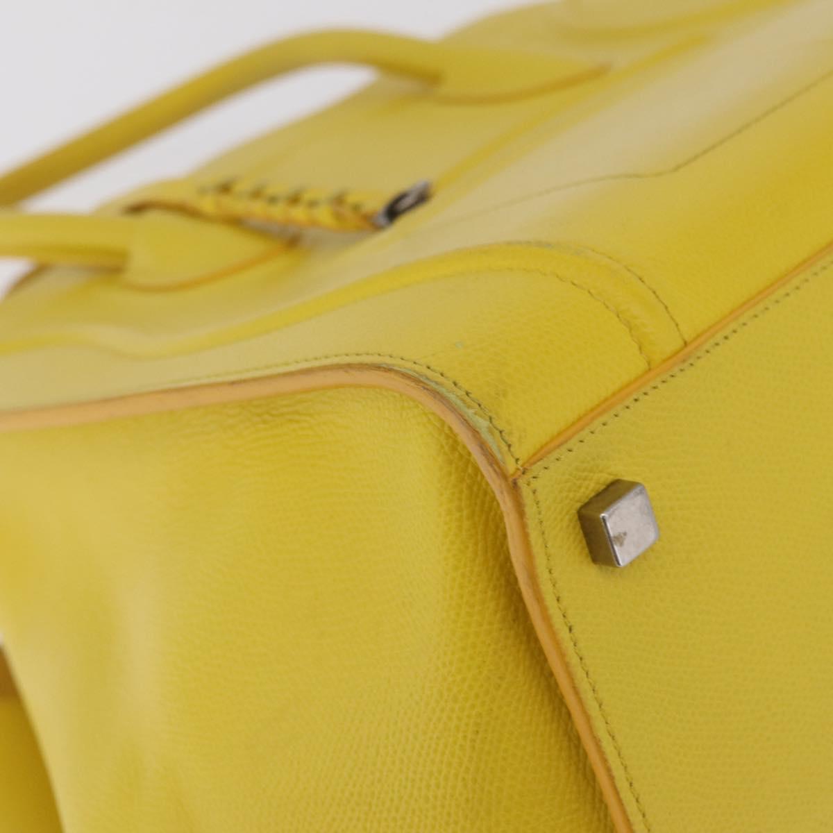 CELINE Luggage Phantom Hand Bag Leather Yellow Silver Auth 209237A