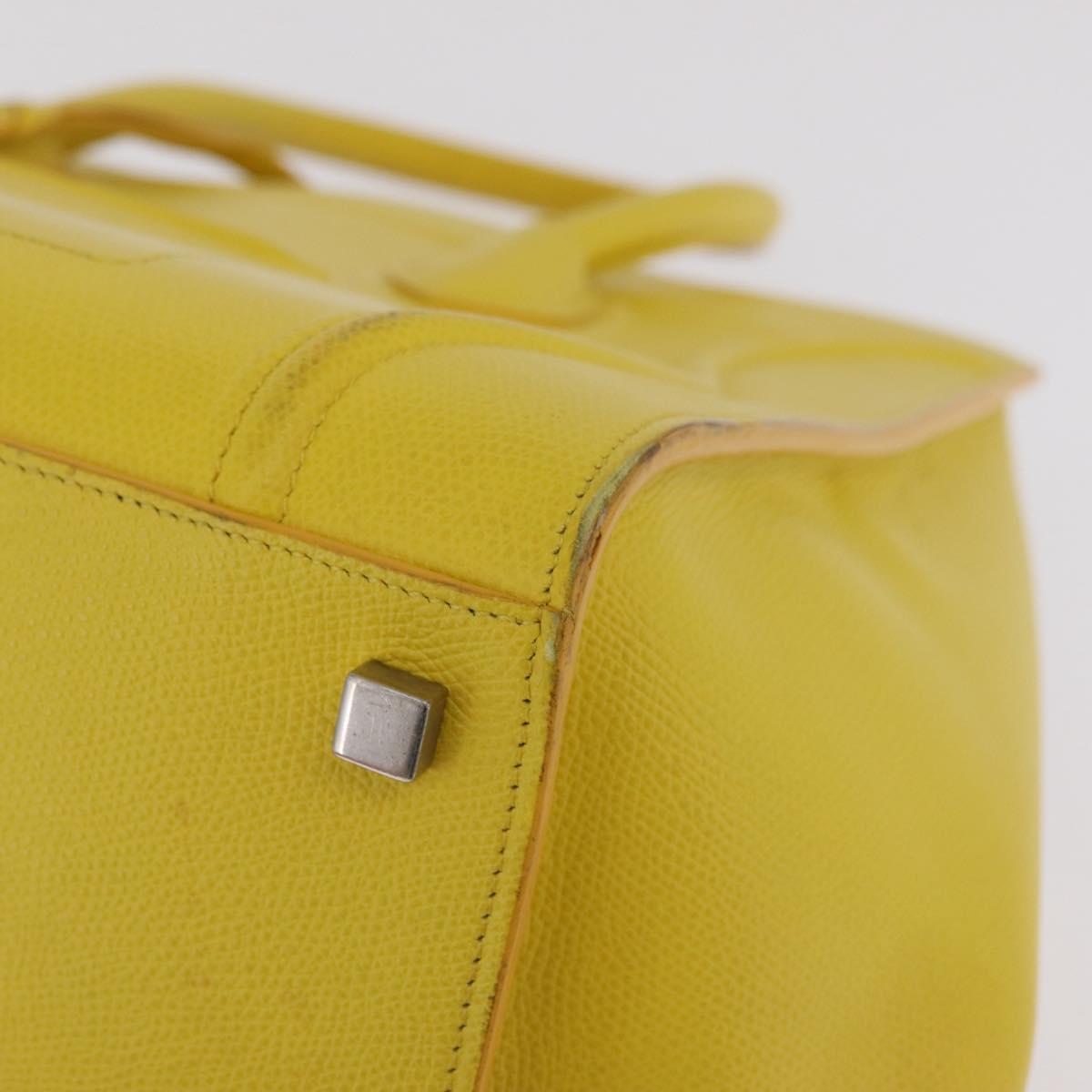 CELINE Luggage Phantom Hand Bag Leather Yellow Silver Auth 209237A