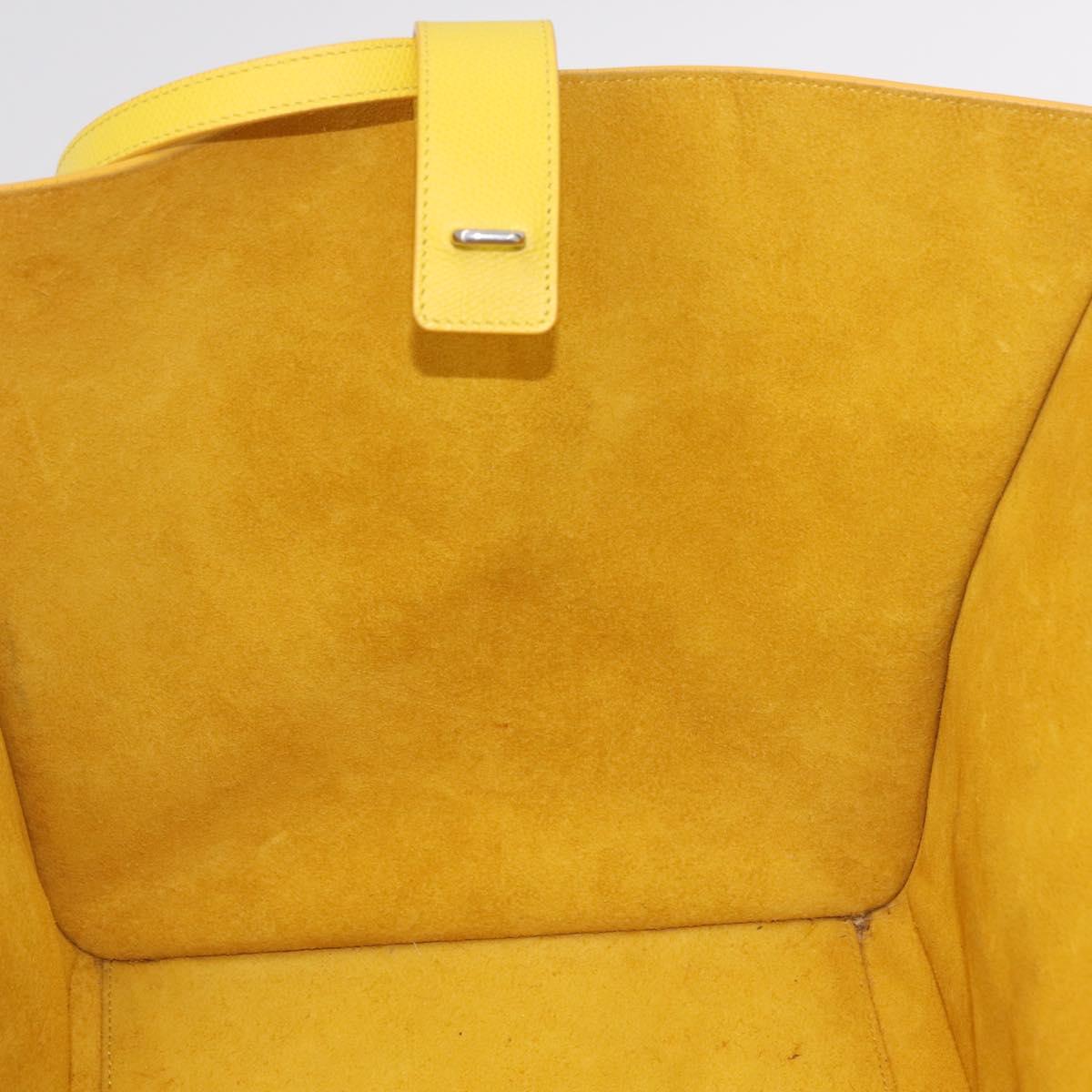 CELINE Luggage Phantom Hand Bag Leather Yellow Silver Auth 209237A