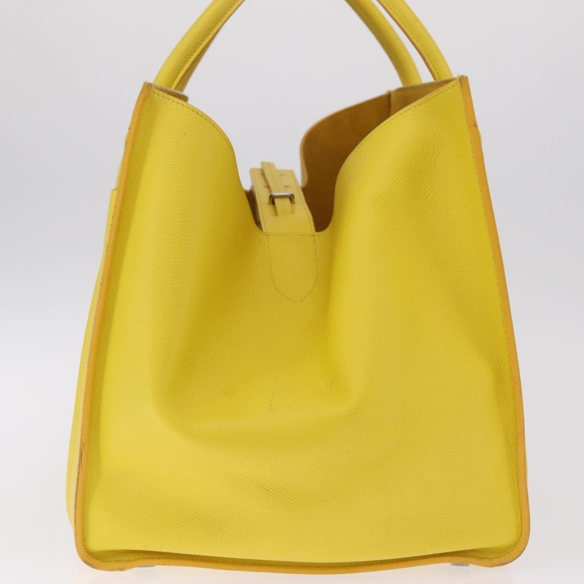 CELINE Luggage Phantom Hand Bag Leather Yellow Silver Auth 209237A