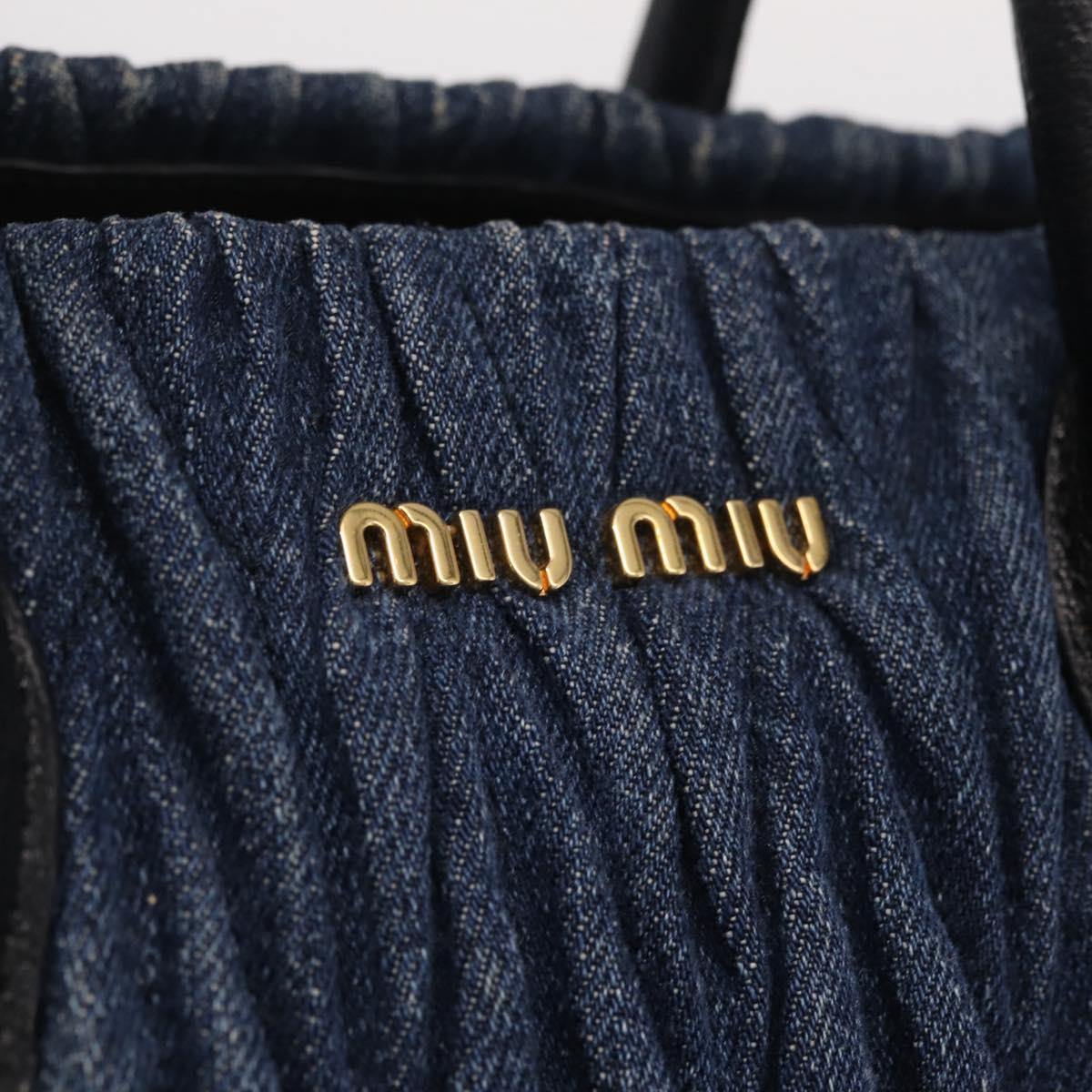Miu Miu Matelasse Hand Bag Denim 2way Blue Gold Tone Auth 209238A
