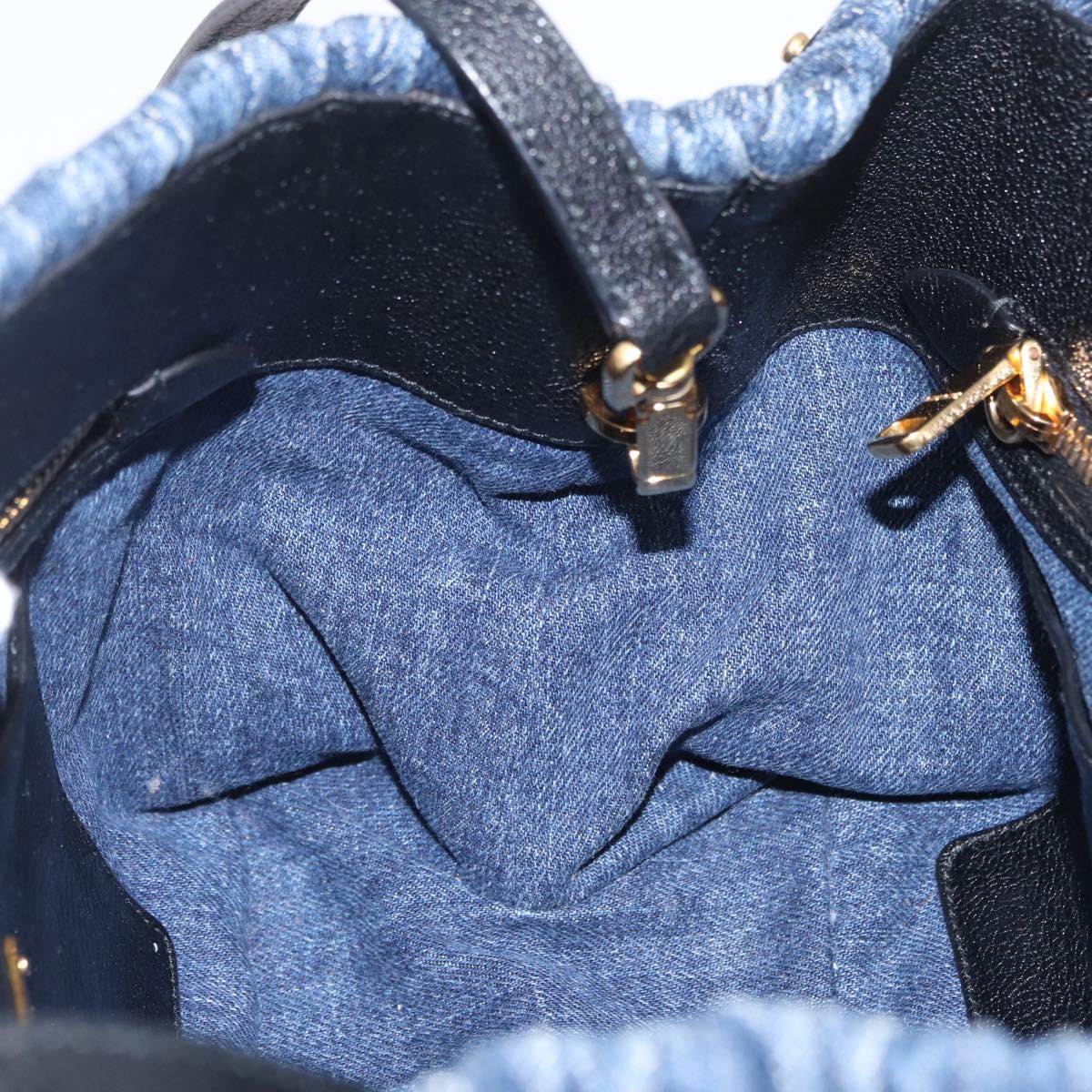 Miu Miu Matelasse Hand Bag Denim 2way Blue Gold Tone Auth 209238A