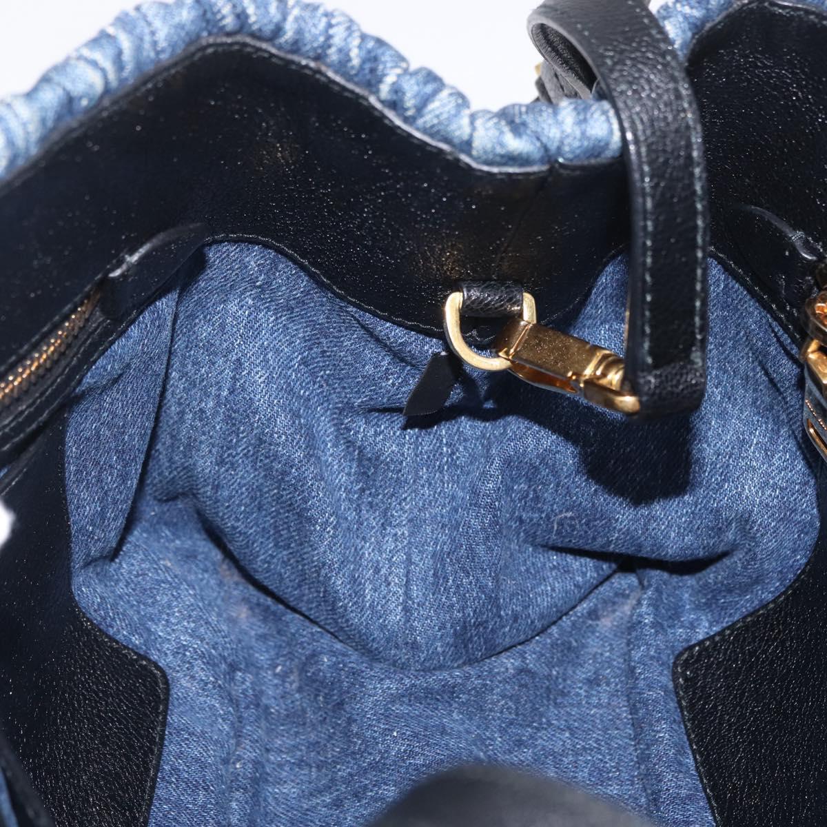 Miu Miu Matelasse Hand Bag Denim 2way Blue Gold Tone Auth 209238A