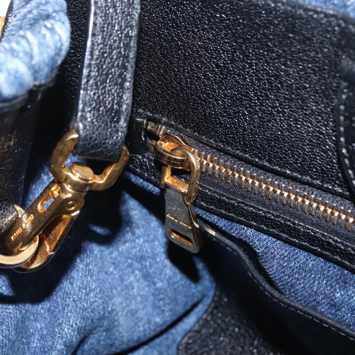 Miu Miu Matelasse Hand Bag Denim 2way Blue Gold Tone Auth 209238A
