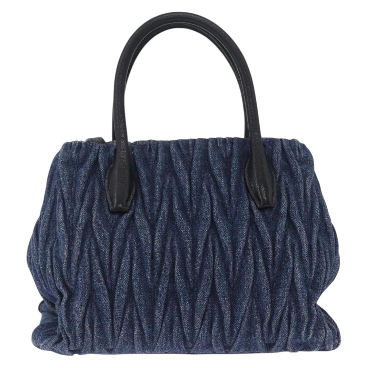 Miu Miu Matelasse Hand Bag Denim 2way Blue Gold Tone Auth 209238A