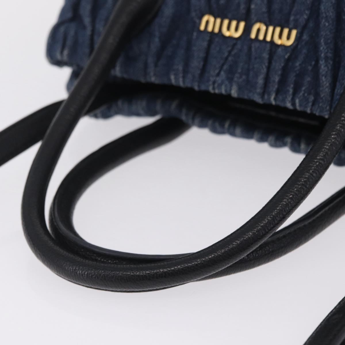 Miu Miu Matelasse Hand Bag Denim 2way Blue Gold Tone Auth 209238A
