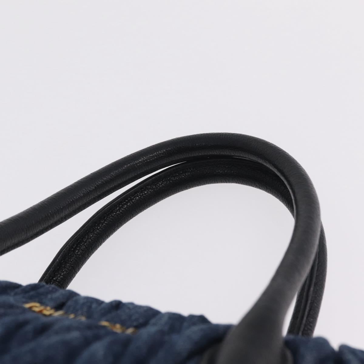 Miu Miu Matelasse Hand Bag Denim 2way Blue Gold Tone Auth 209238A