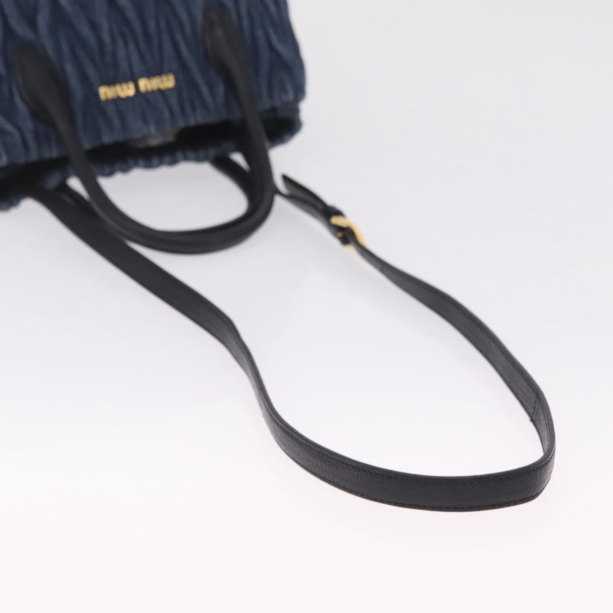 Miu Miu Matelasse Hand Bag Denim 2way Blue Gold Tone Auth 209238A