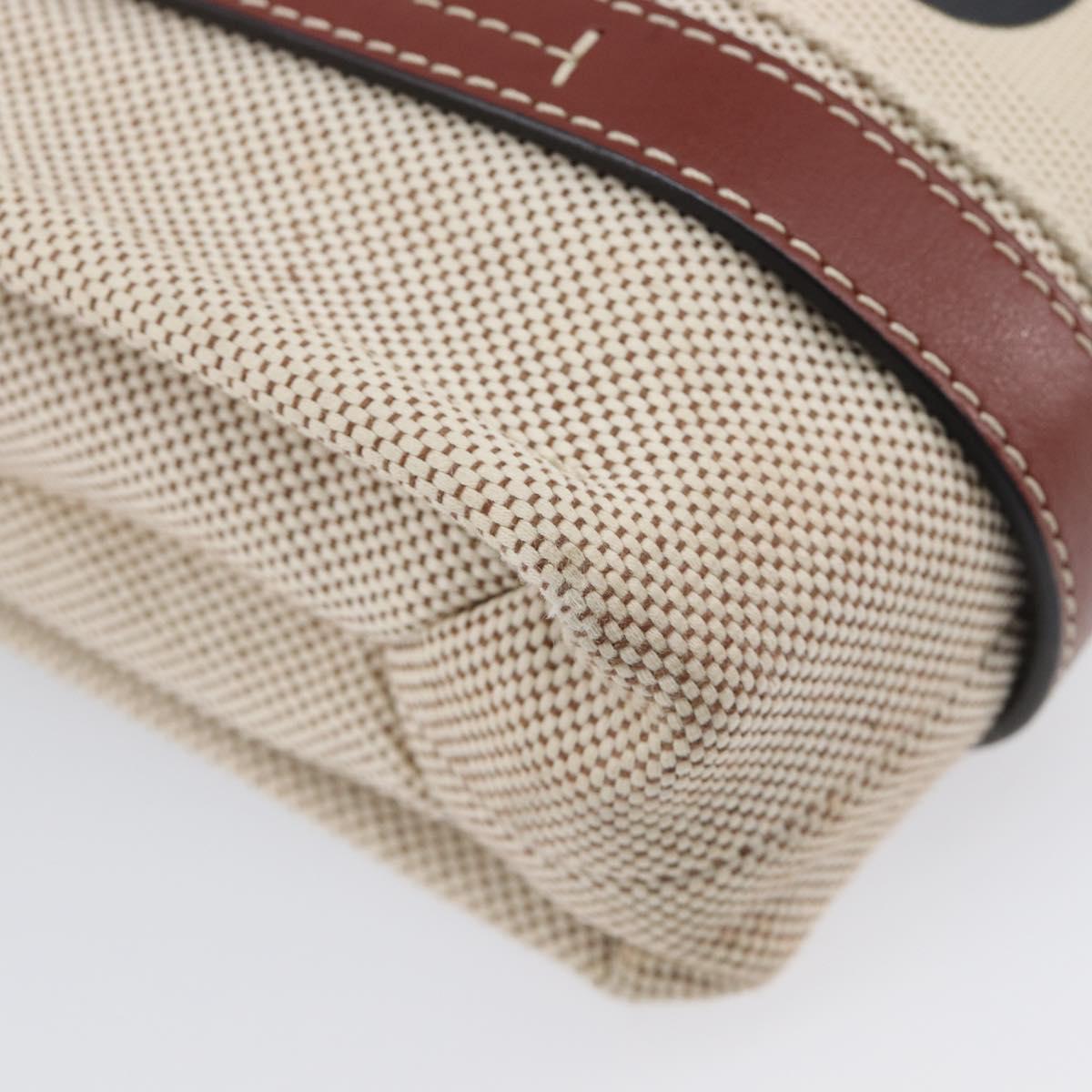 Chloe Woody Small Hand Bag Canvas Beige Brown Auth 209240A