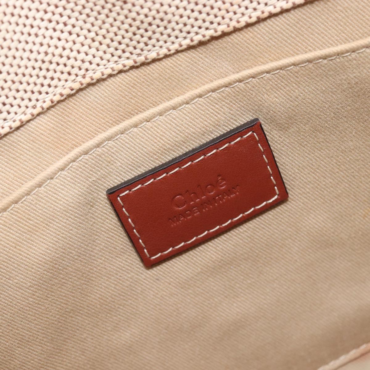 Chloe Woody Small Hand Bag Canvas Beige Brown Auth 209240A