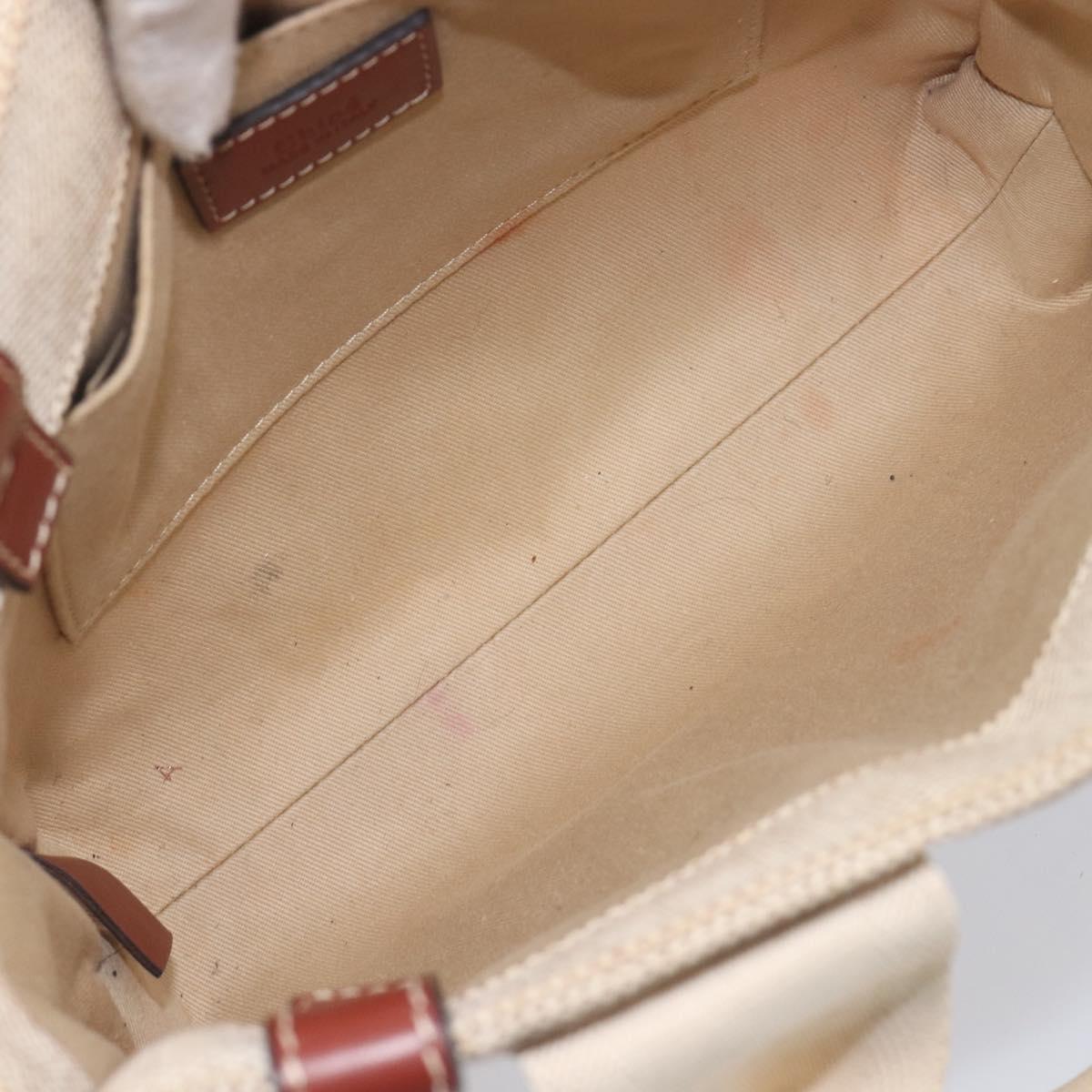 Chloe Woody Small Hand Bag Canvas Beige Brown Auth 209240A