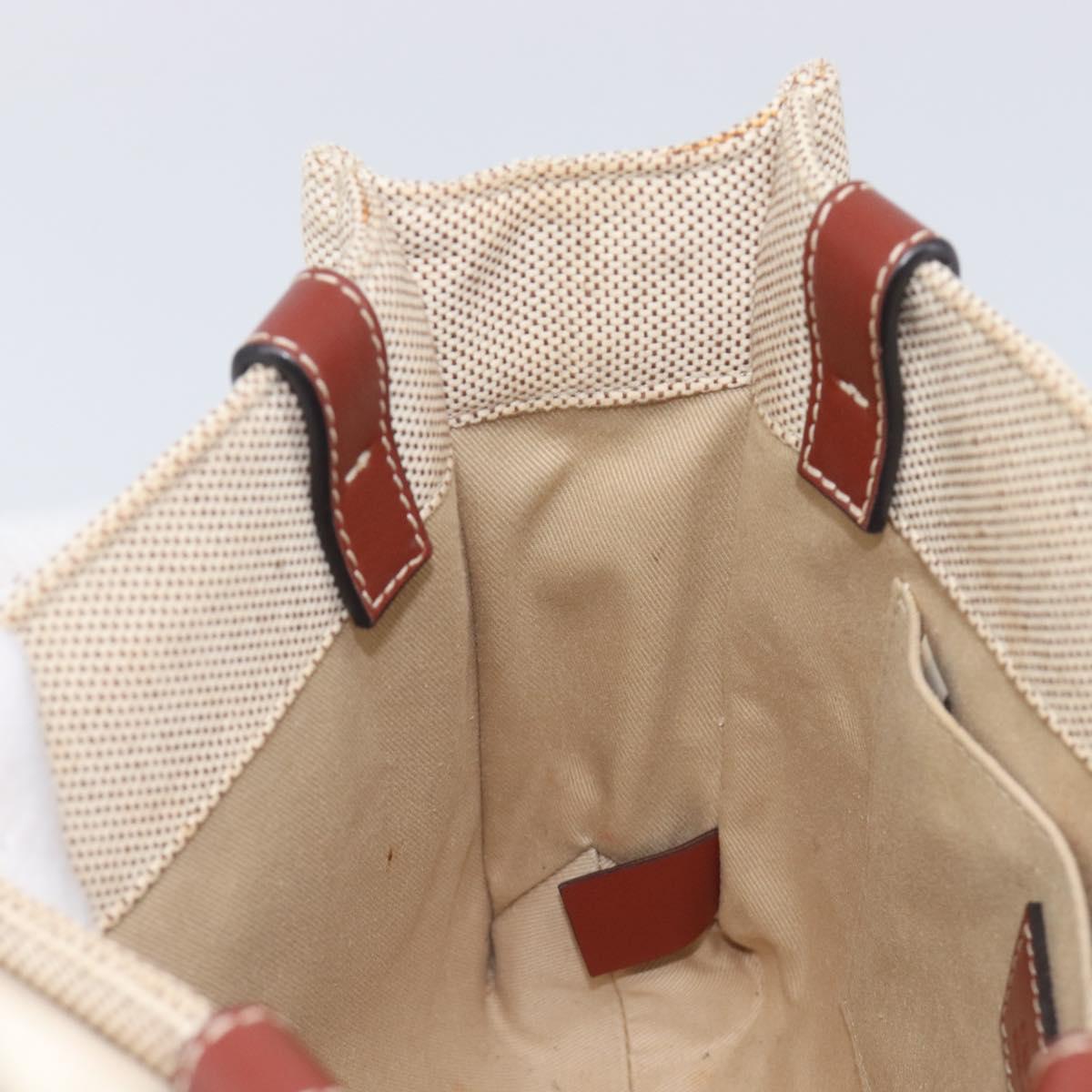 Chloe Woody Small Hand Bag Canvas Beige Brown Auth 209240A