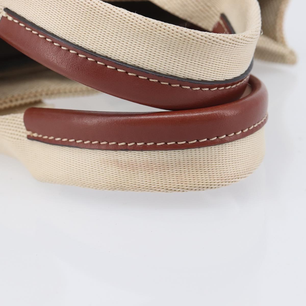 Chloe Woody Small Hand Bag Canvas Beige Brown Auth 209240A