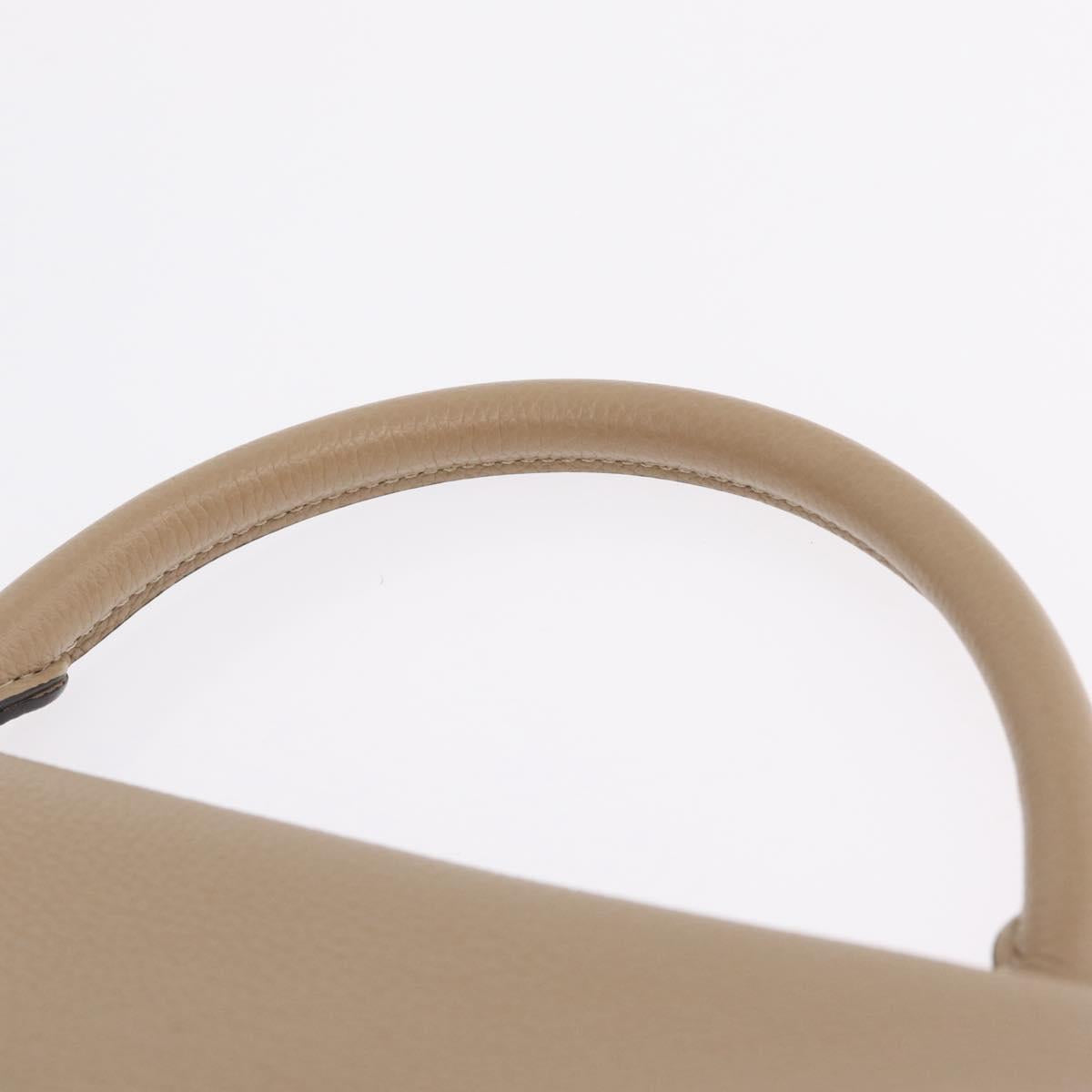 CELINE Trapeze Small Hand Bag Leather Beige Silver Auth 209241A