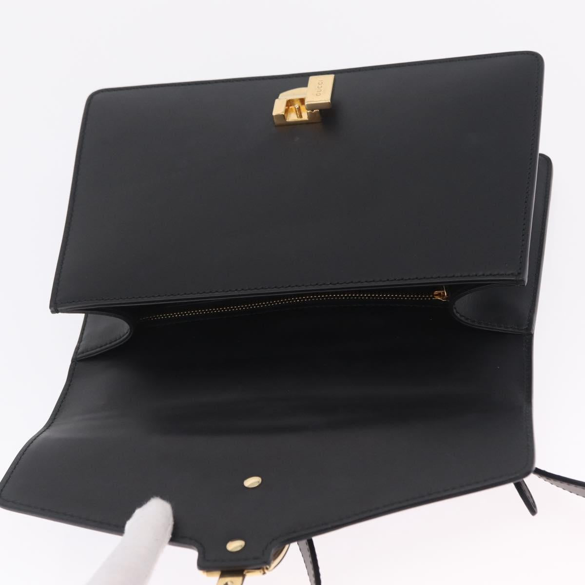 GUCCI Web Sherry Line Silvi Shoulder Bag Leather Black Gold 421882 Auth 209243V