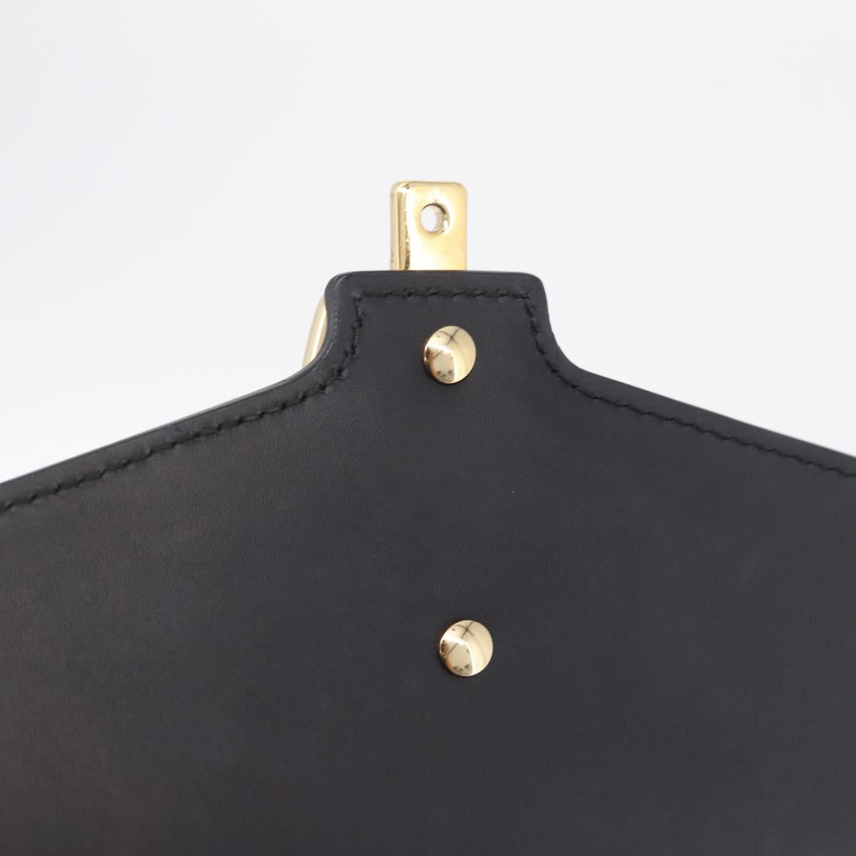GUCCI Web Sherry Line Silvi Shoulder Bag Leather Black Gold 421882 Auth 209243V