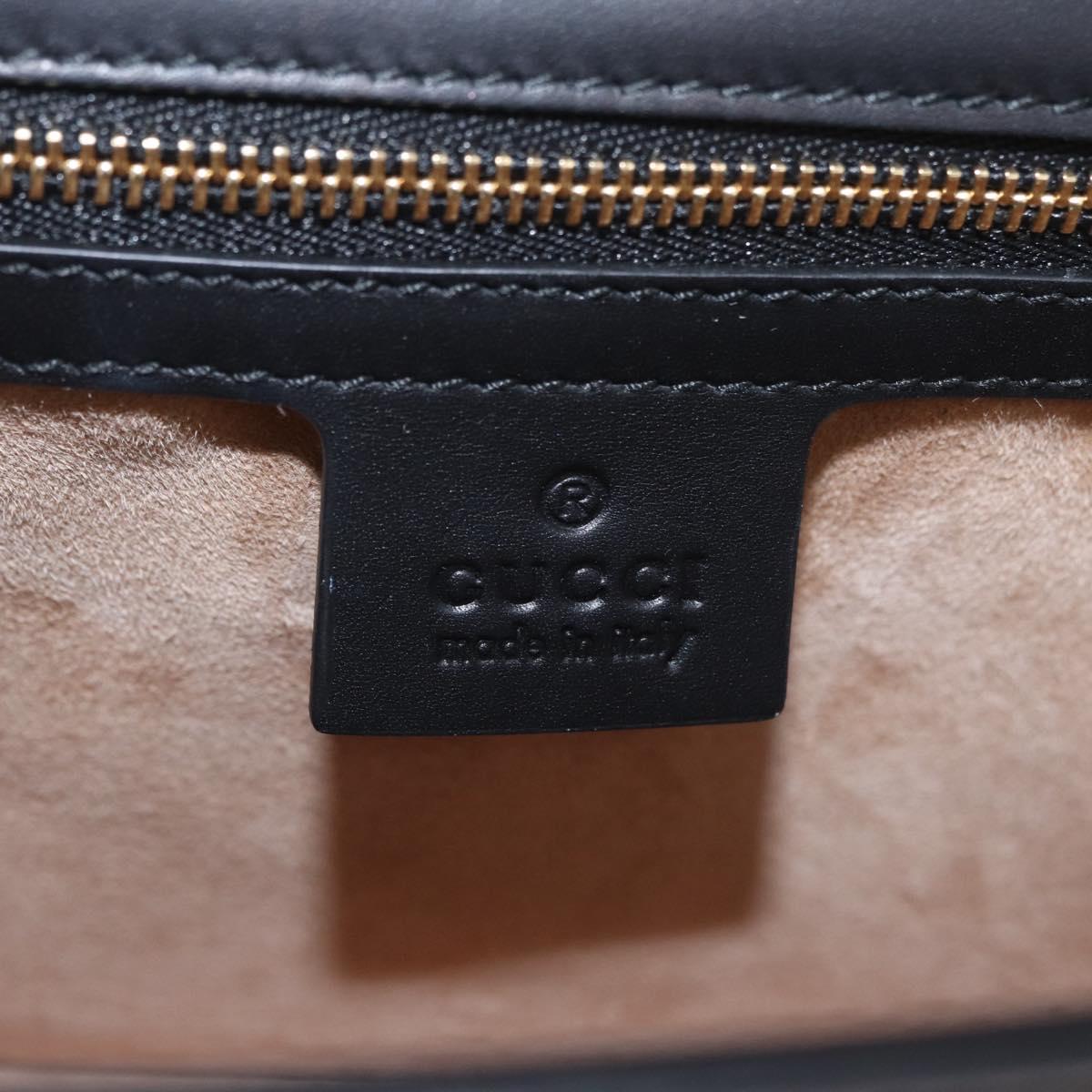 GUCCI Web Sherry Line Silvi Shoulder Bag Leather Black Gold 421882 Auth 209243V