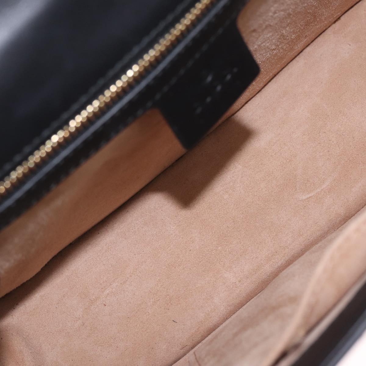GUCCI Web Sherry Line Silvi Shoulder Bag Leather Black Gold 421882 Auth 209243V