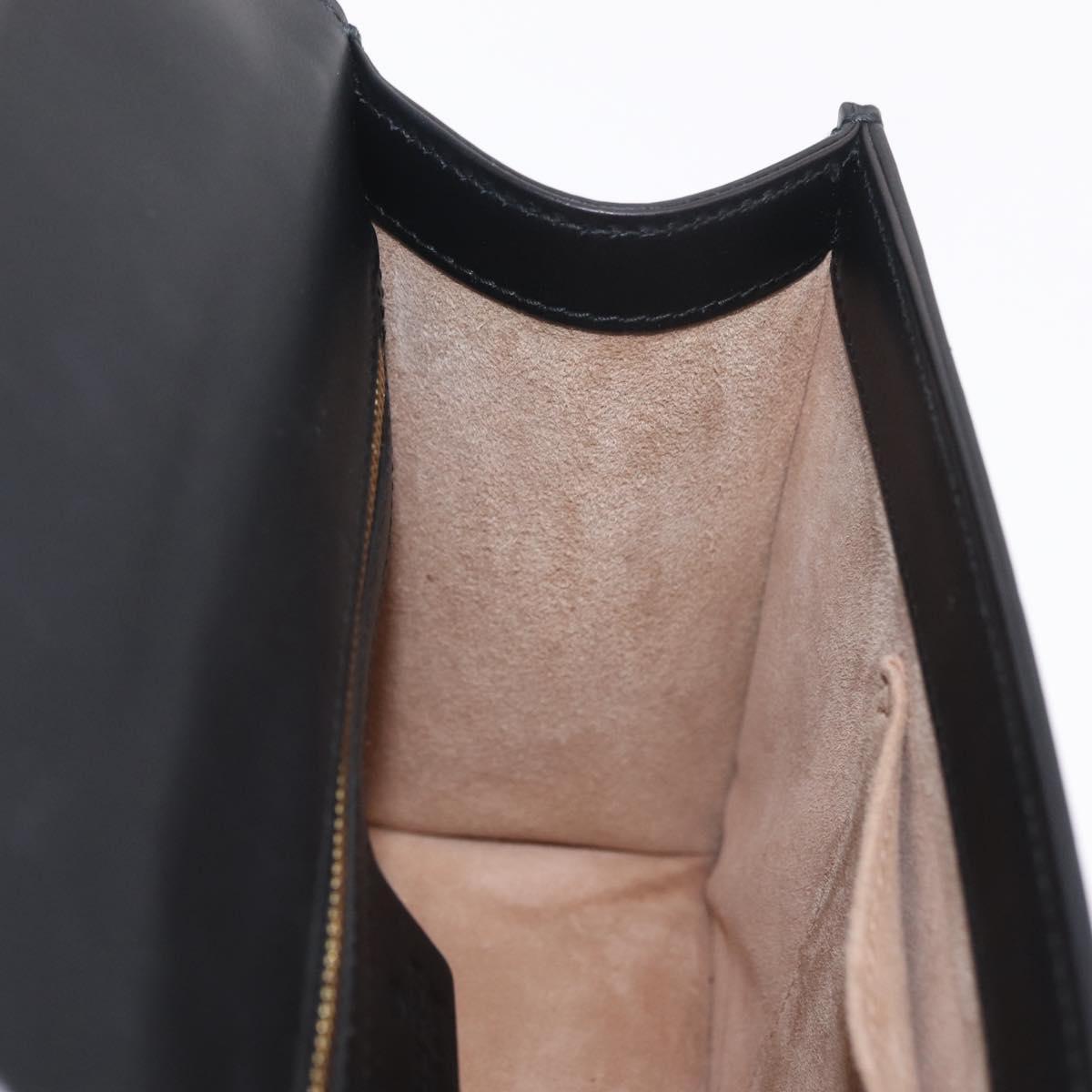GUCCI Web Sherry Line Silvi Shoulder Bag Leather Black Gold 421882 Auth 209243V