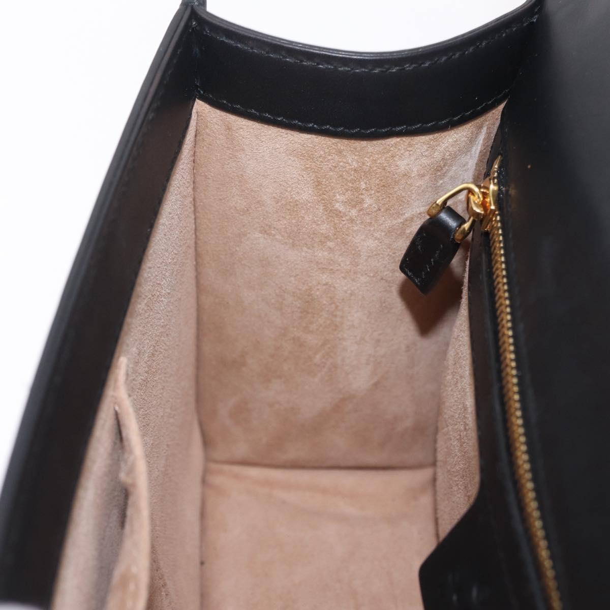 GUCCI Web Sherry Line Silvi Shoulder Bag Leather Black Gold 421882 Auth 209243V