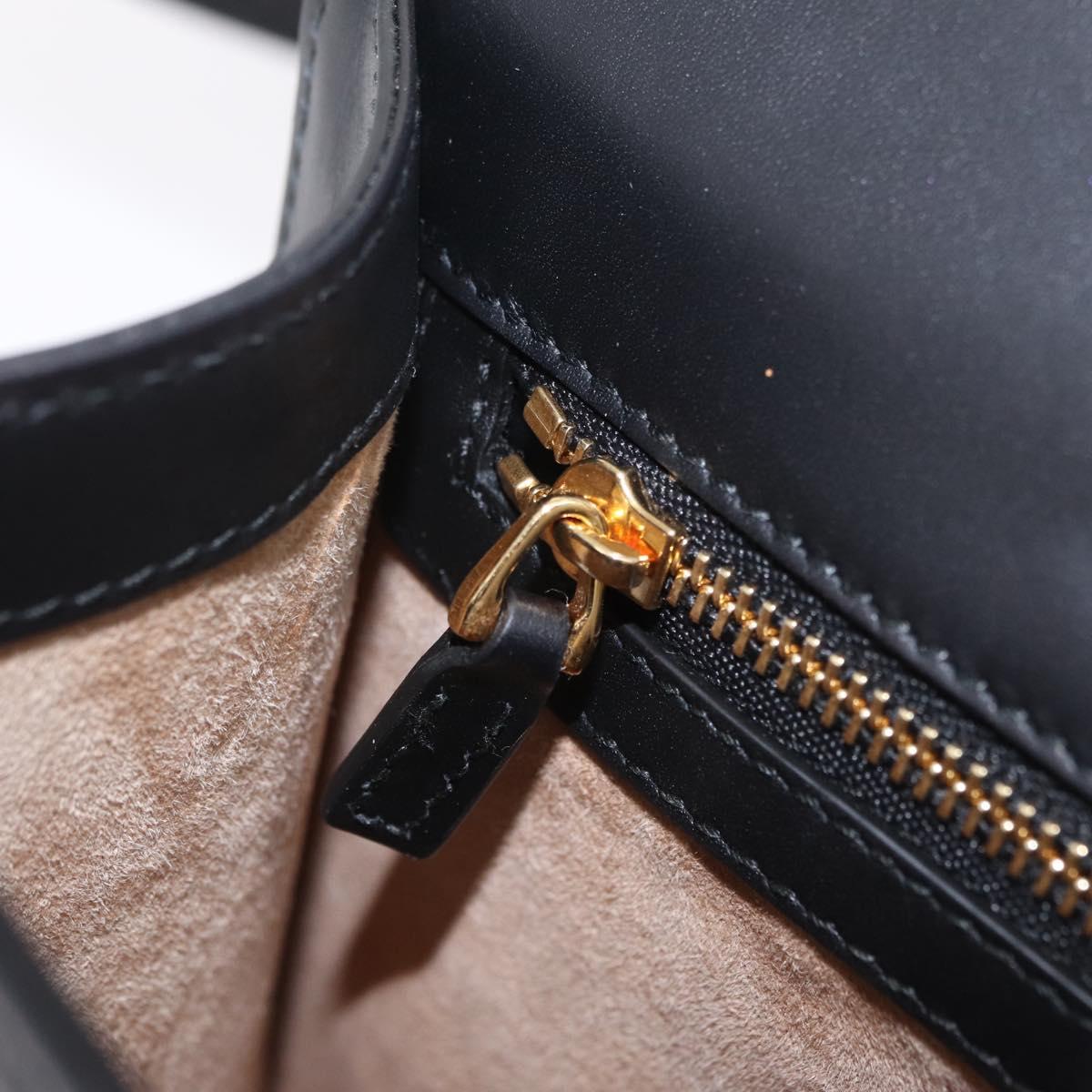 GUCCI Web Sherry Line Silvi Shoulder Bag Leather Black Gold 421882 Auth 209243V