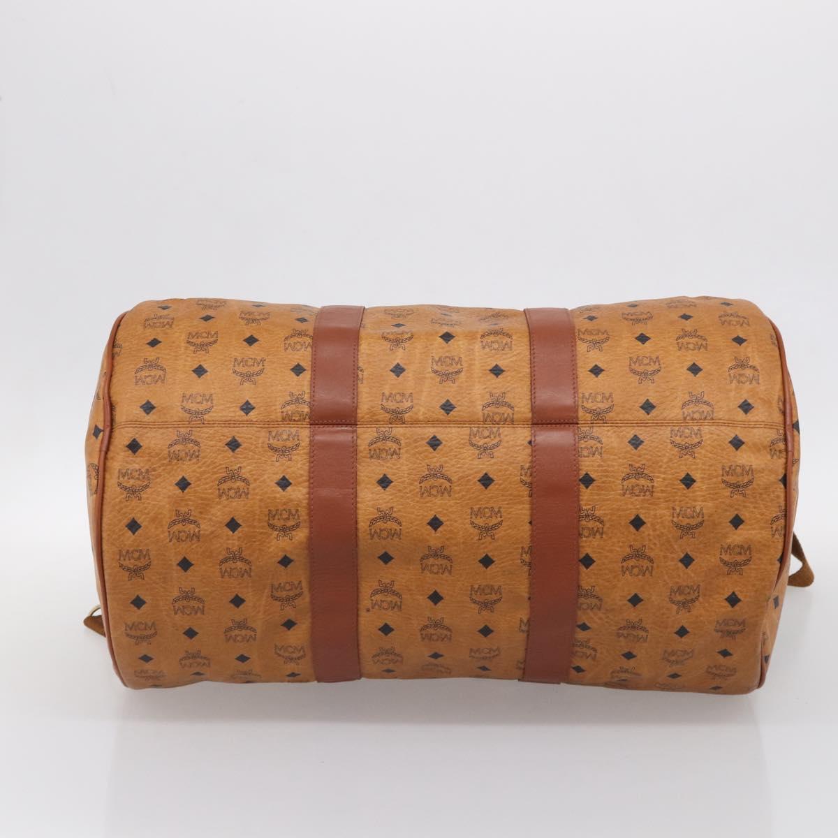 MCM Logogram Vicetos Boston Bag PVC Leather 2way Brown Gold Auth 209255