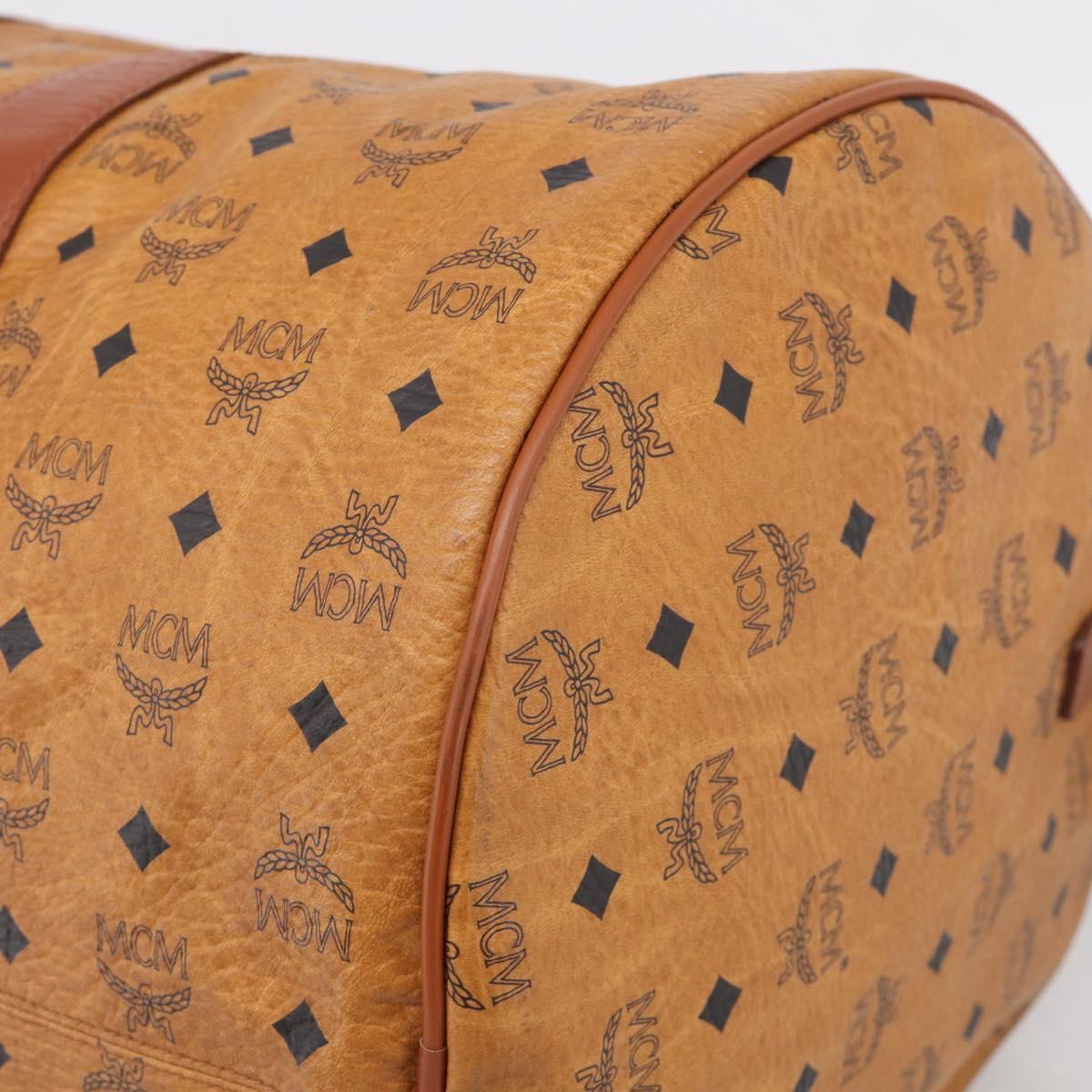 MCM Logogram Vicetos Boston Bag PVC Leather 2way Brown Gold Auth 209255