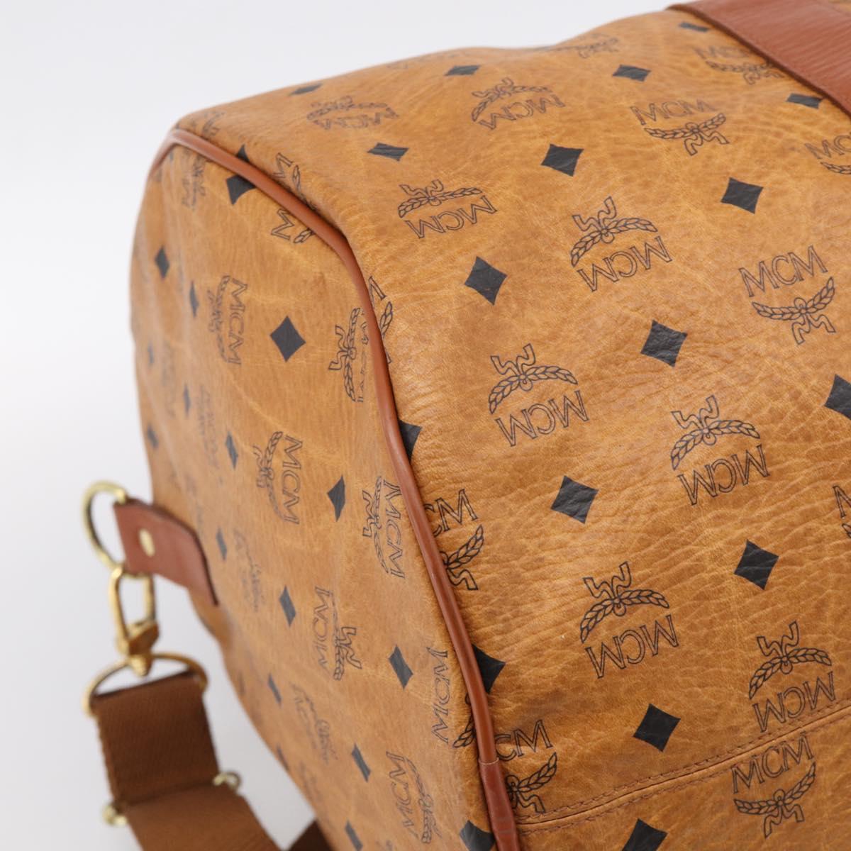 MCM Logogram Vicetos Boston Bag PVC Leather 2way Brown Gold Auth 209255