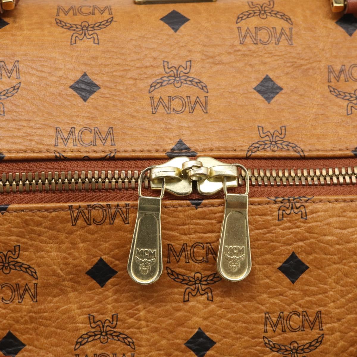MCM Logogram Vicetos Boston Bag PVC Leather 2way Brown Gold Auth 209255