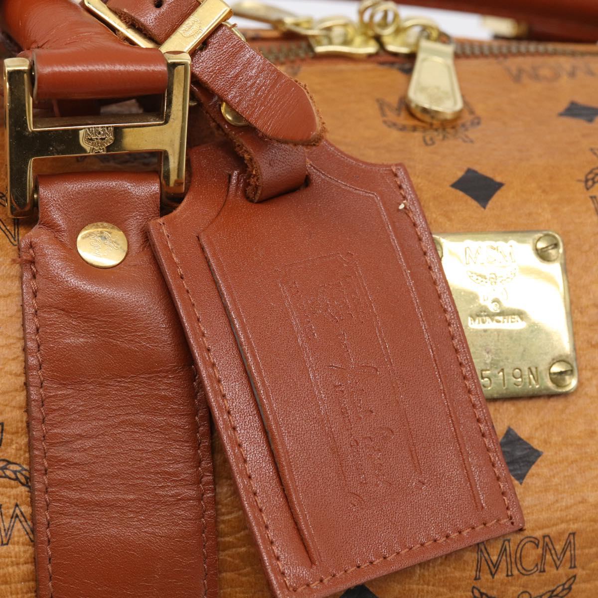 MCM Logogram Vicetos Boston Bag PVC Leather 2way Brown Gold Auth 209255