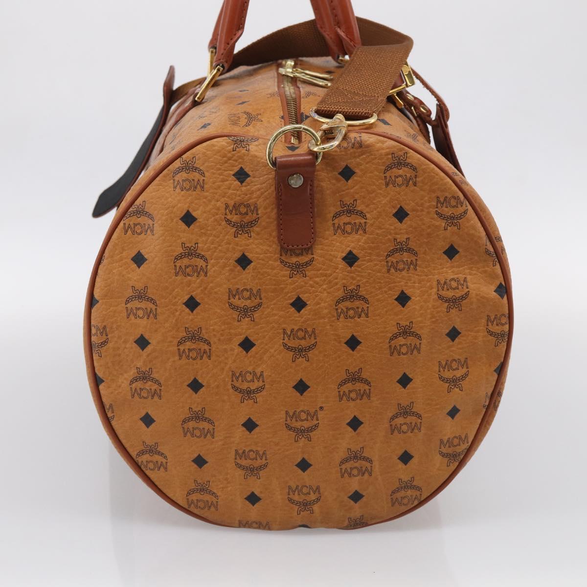 MCM Logogram Vicetos Boston Bag PVC Leather 2way Brown Gold Auth 209255