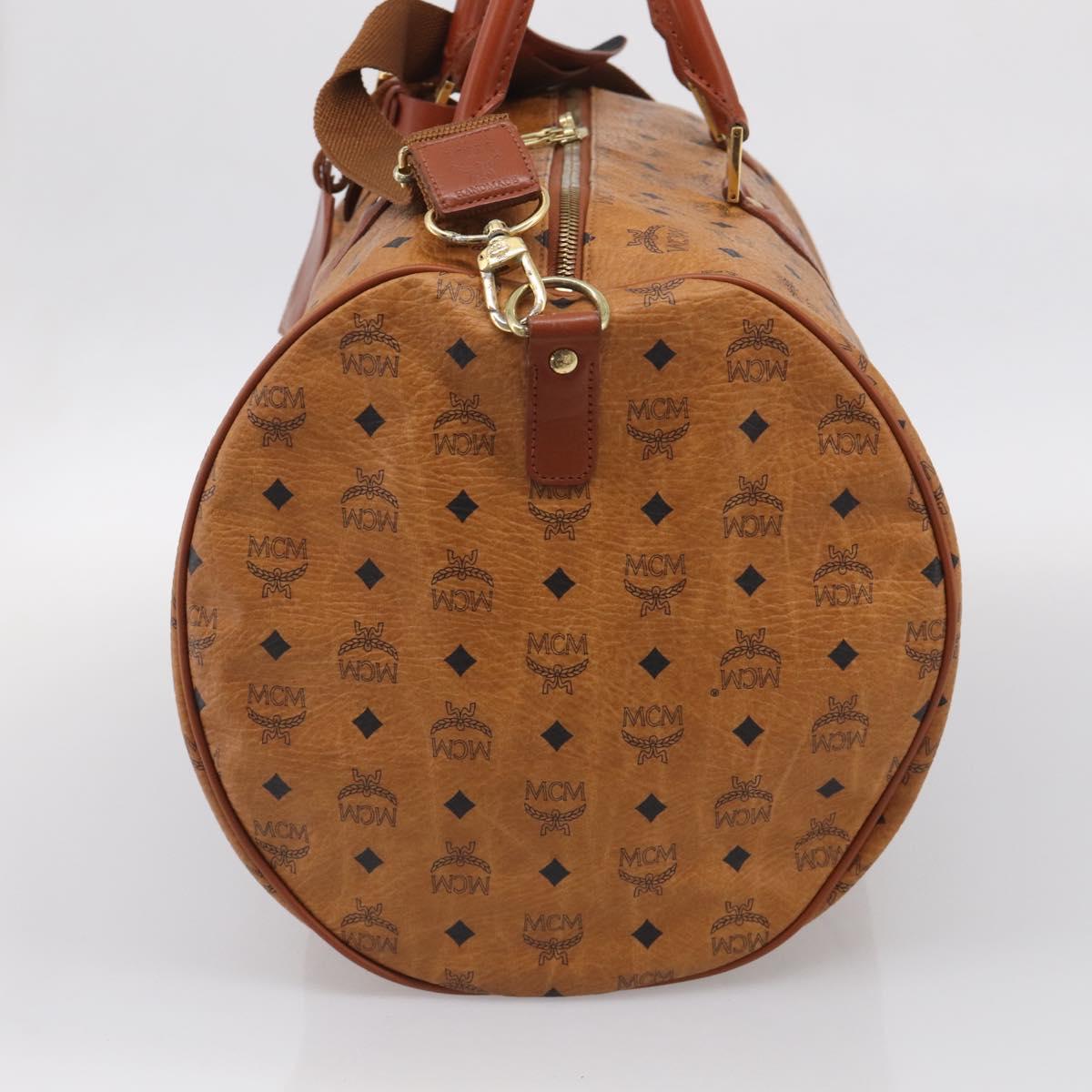 MCM Logogram Vicetos Boston Bag PVC Leather 2way Brown Gold Auth 209255