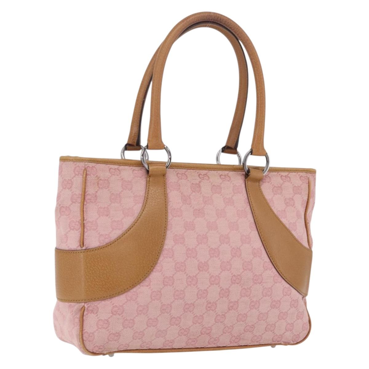 GUCCI GG Canvas Hand Bag Pink Silver 113011 Auth 209260