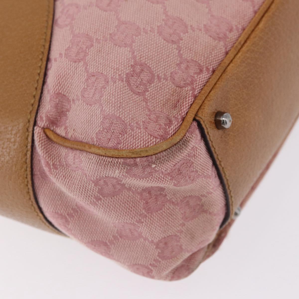 GUCCI GG Canvas Hand Bag Pink Silver 113011 Auth 209260