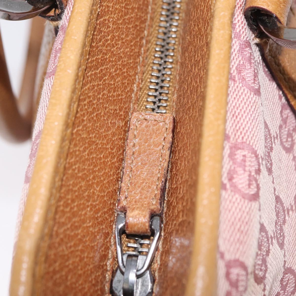 GUCCI GG Canvas Hand Bag Pink Silver 113011 Auth 209260