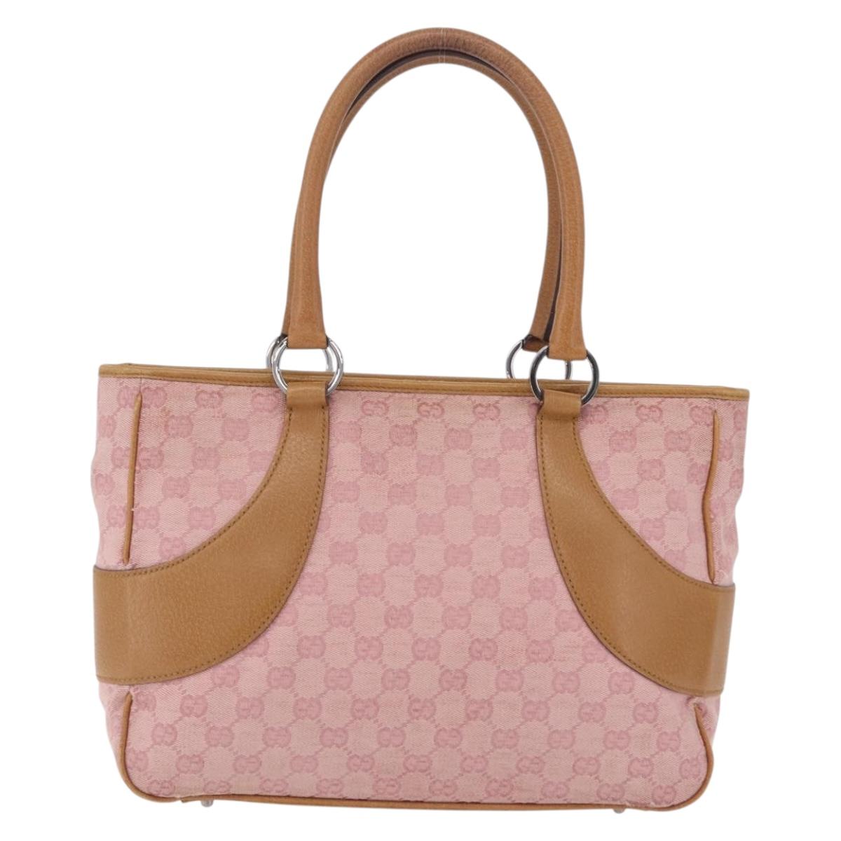 GUCCI GG Canvas Hand Bag Pink Silver 113011 Auth 209260