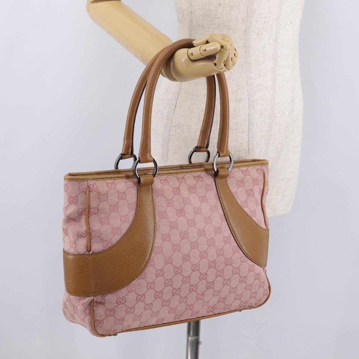 GUCCI GG Canvas Hand Bag Pink Silver 113011 Auth 209260