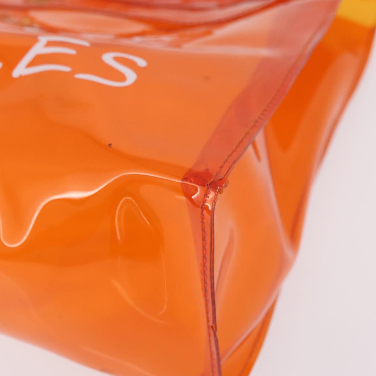 HERMES Vinyl Kelly Hand Bag Vinyl Orange Auth 209264