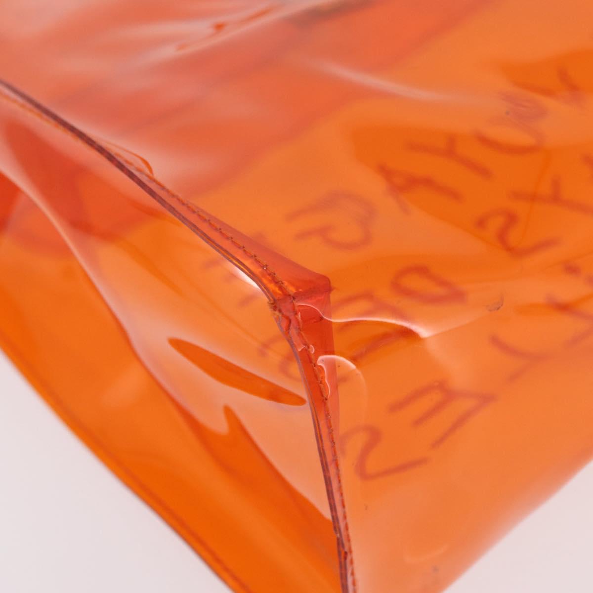 HERMES Vinyl Kelly Hand Bag Vinyl Orange Auth 209264