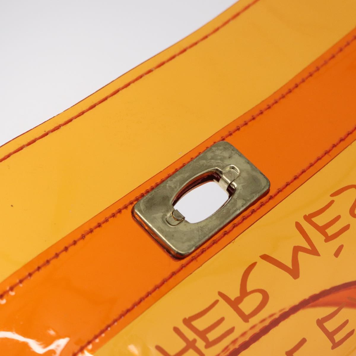 HERMES Vinyl Kelly Hand Bag Vinyl Orange Auth 209264
