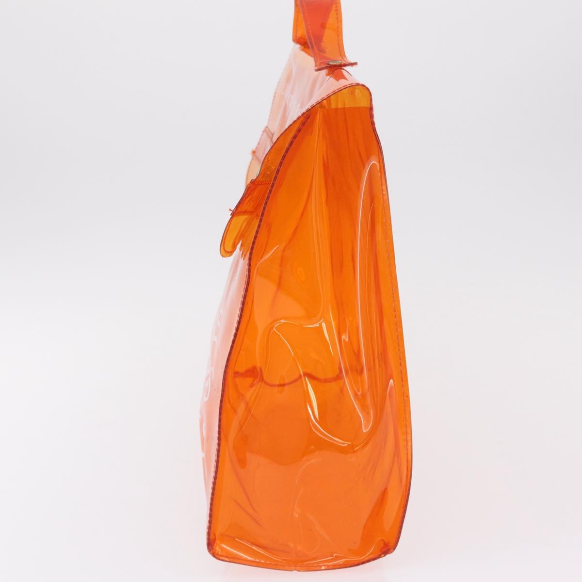 HERMES Vinyl Kelly Hand Bag Vinyl Orange Auth 209264