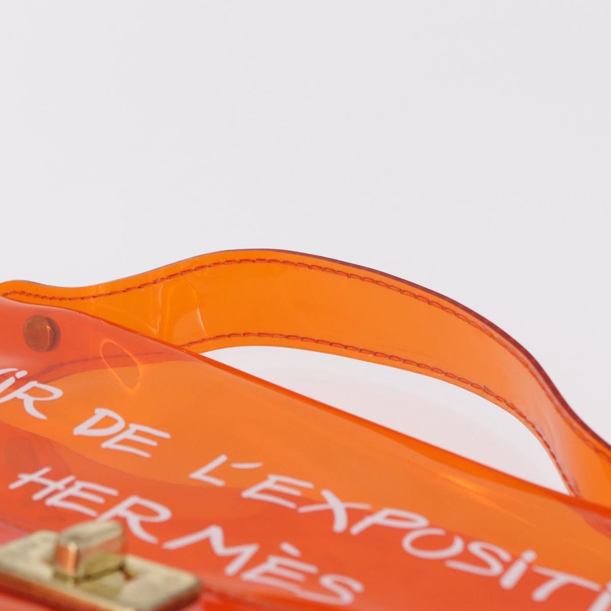 HERMES Vinyl Kelly Hand Bag Vinyl Orange Auth 209264