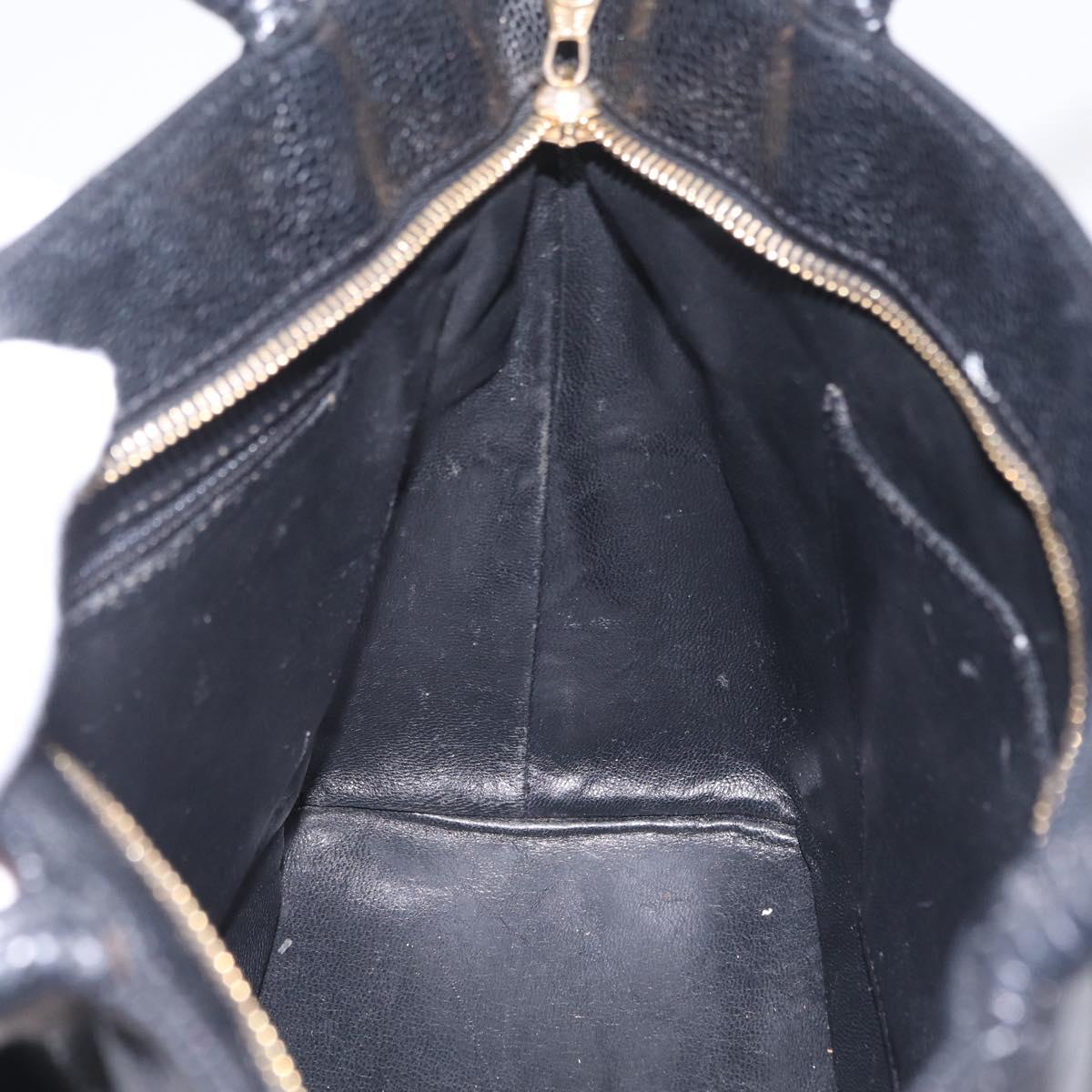 CHANEL Standard Tote Bag Caviar Skin Black Gold CC Auth 209268V