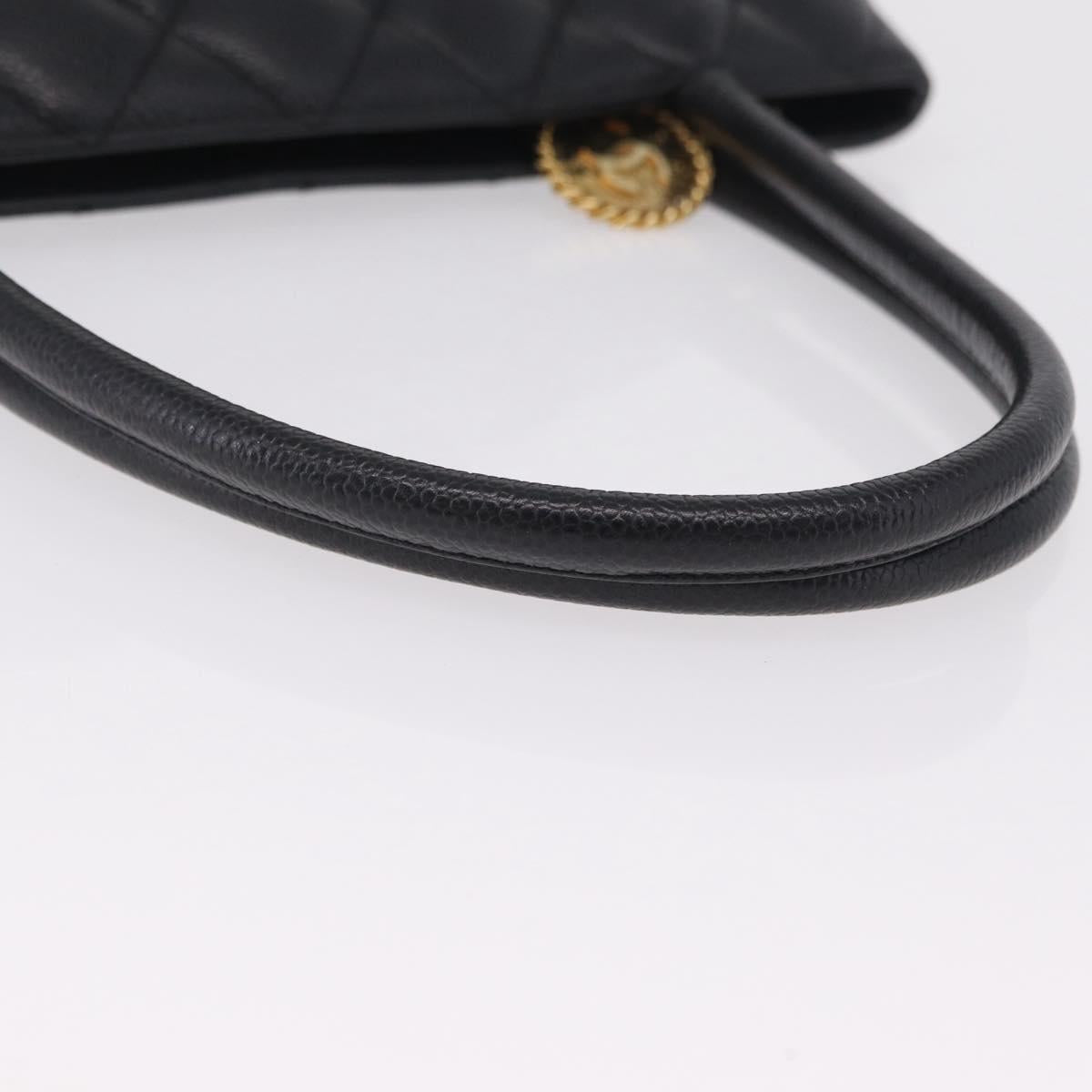 CHANEL Standard Tote Bag Caviar Skin Black Gold CC Auth 209268V