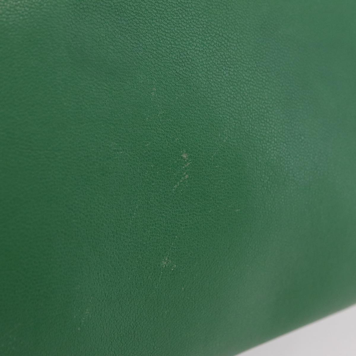 CELINE Trio Shoulder Bag Leather Green Gold Auth 209280