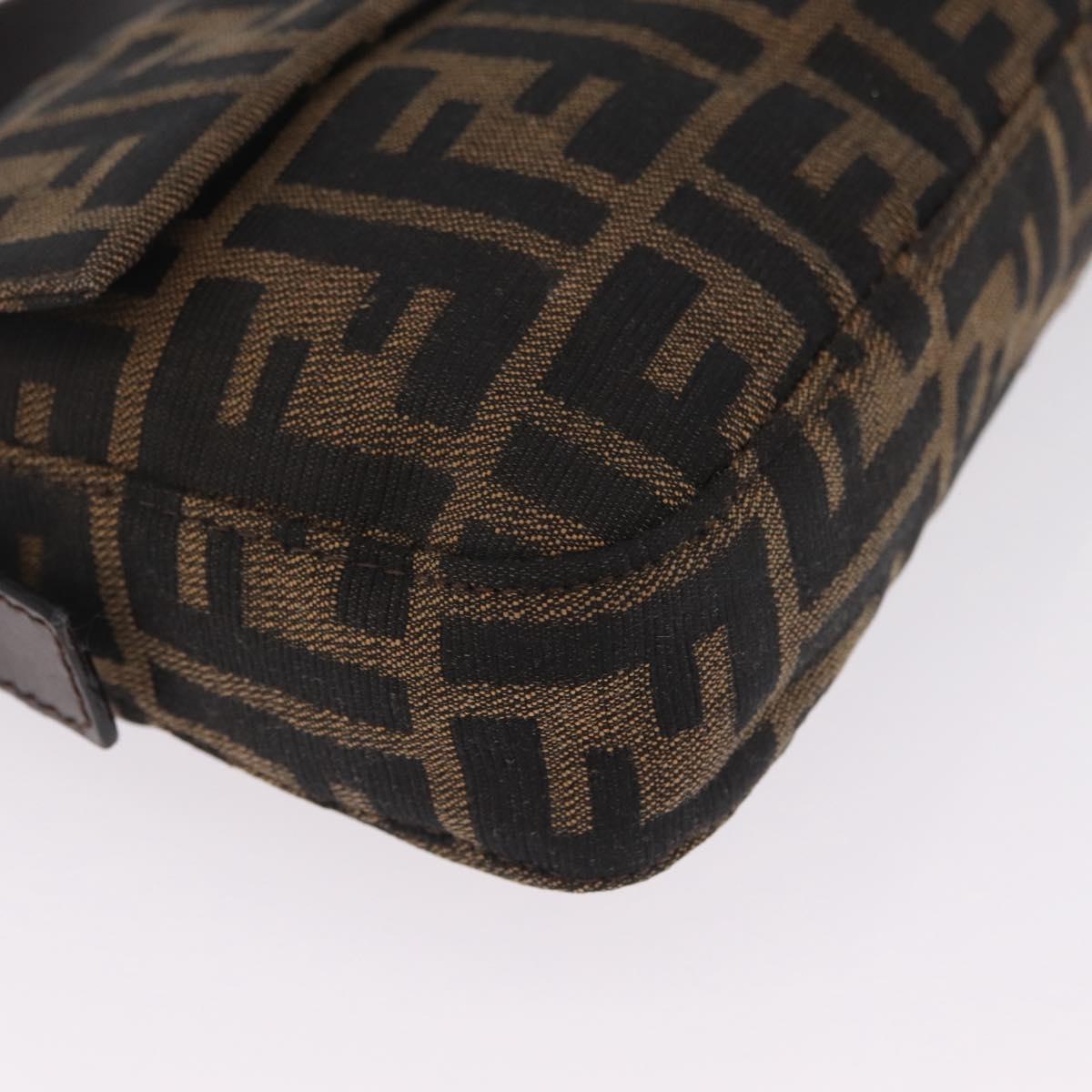 FENDI Zucca Canvas Mamma Baguette Shoulder Bag Brown Black Auth 209289V