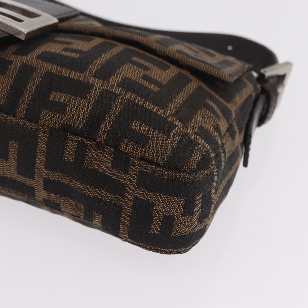 FENDI Zucca Canvas Mamma Baguette Shoulder Bag Brown Black Auth 209289V